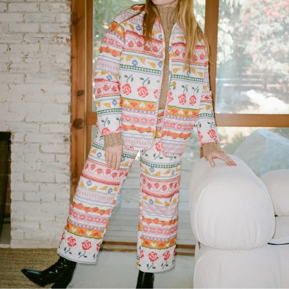 Lisa Says Gah Strawberry Rose Quilted Jacket